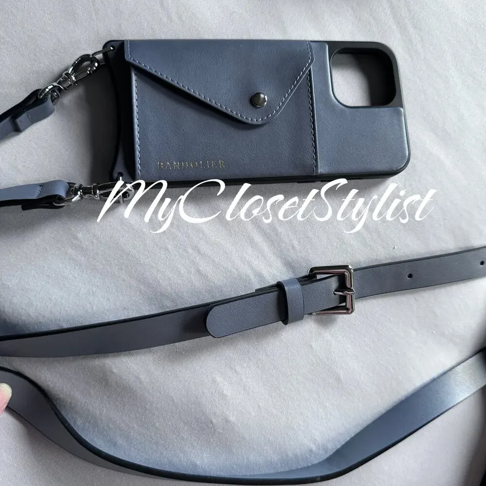 BANDOLIER iPhone 12 Pro Max Wallet Case Hailey Crossbody Strap SET RARE! Silver